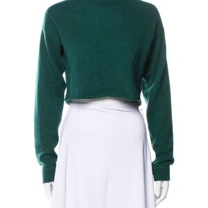 Reformation Cashmere Mock Neck Crop Sweater in Green